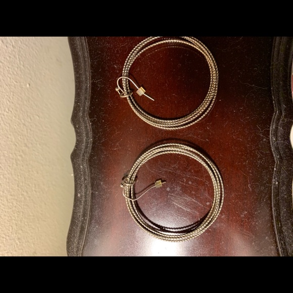 EUC multi hoop gold tone earrings - Picture 2 of 6